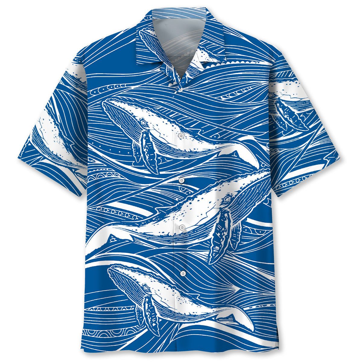 Whale Wave Pattern Trendy Hawaiian Shirt