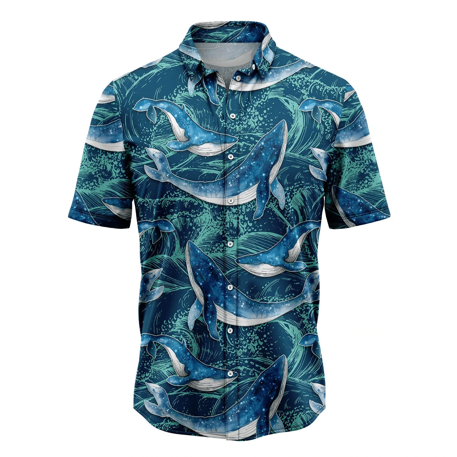 Whale Waves Trendy Hawaiian Shirt, Summer Gift, Trendy Hawaiian Shirts For Men, Aloha Beach Shirt