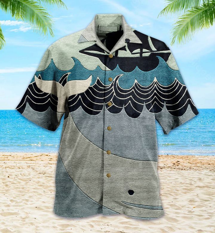 Whales Blue Vintage Painting Trendy Hawaiian Shirt 3D Summer Gifts Whales Blue Vintage Painting Trendy Hawaiian Shirt 3D Summer Gifts