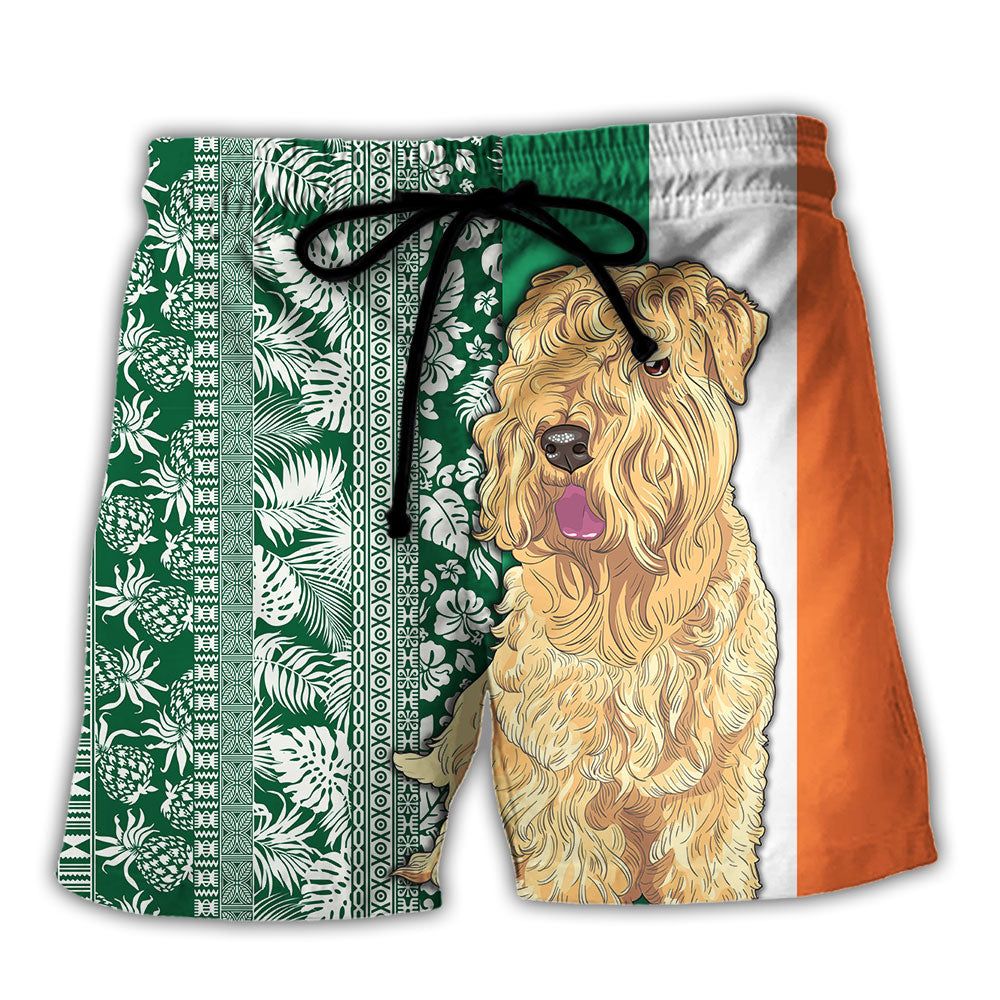 Wheaten Terrier Dog Tropical Leaf Trendy Aloha Hawaiian Beach Shorts Wheaten Terrier Dog Tropical Leaf Trendy Aloha Hawaiian Beach Shorts