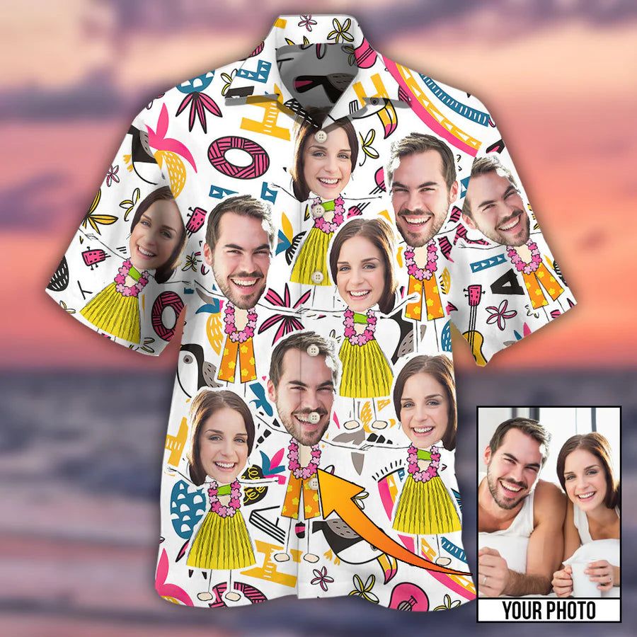Whimsical Aloha: Funny Style Custom Photo Hawaiian Shirt