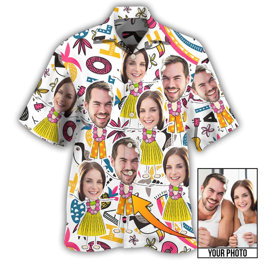 Whimsical Aloha: Funny Style Custom Photo Hawaiian Shirt Whimsical Aloha: Funny Style Custom Photo Hawaiian Shirt