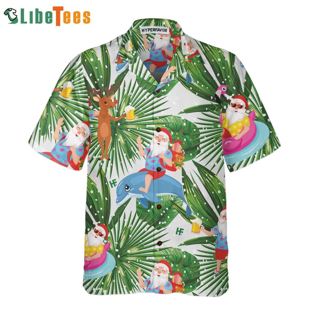 Whimsical Santa Claus Inspired Christmas Hawaiian Shirt