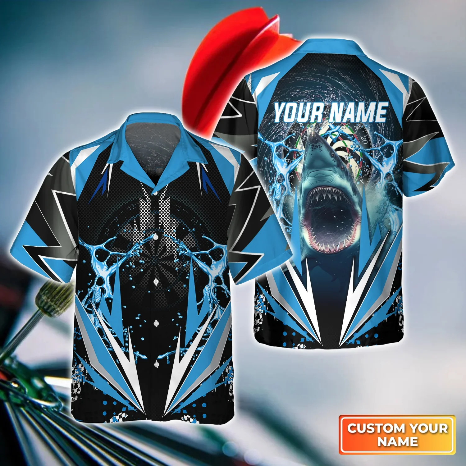 Whirlpool Bullseye Dartboard Personalized Name 3D Shark And Darts Trendy Hawaiian Shirt For Dart Team Player