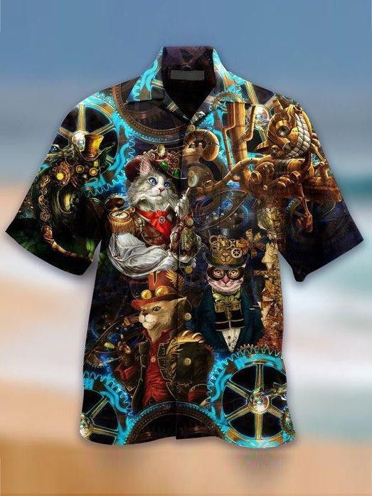 Whiskers in the Wind with Multiple Cats Hawaiian Shirt
