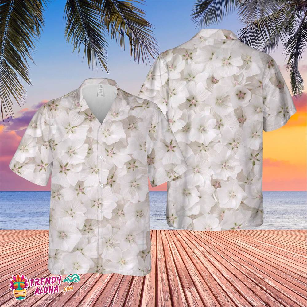 White Aloha Flower Trending Hawaiian Shirt, Summer Vacation Hawaiian Shirt White Aloha Flower Trending Hawaiian Shirt, Summer Vacation Hawaiian Shirt