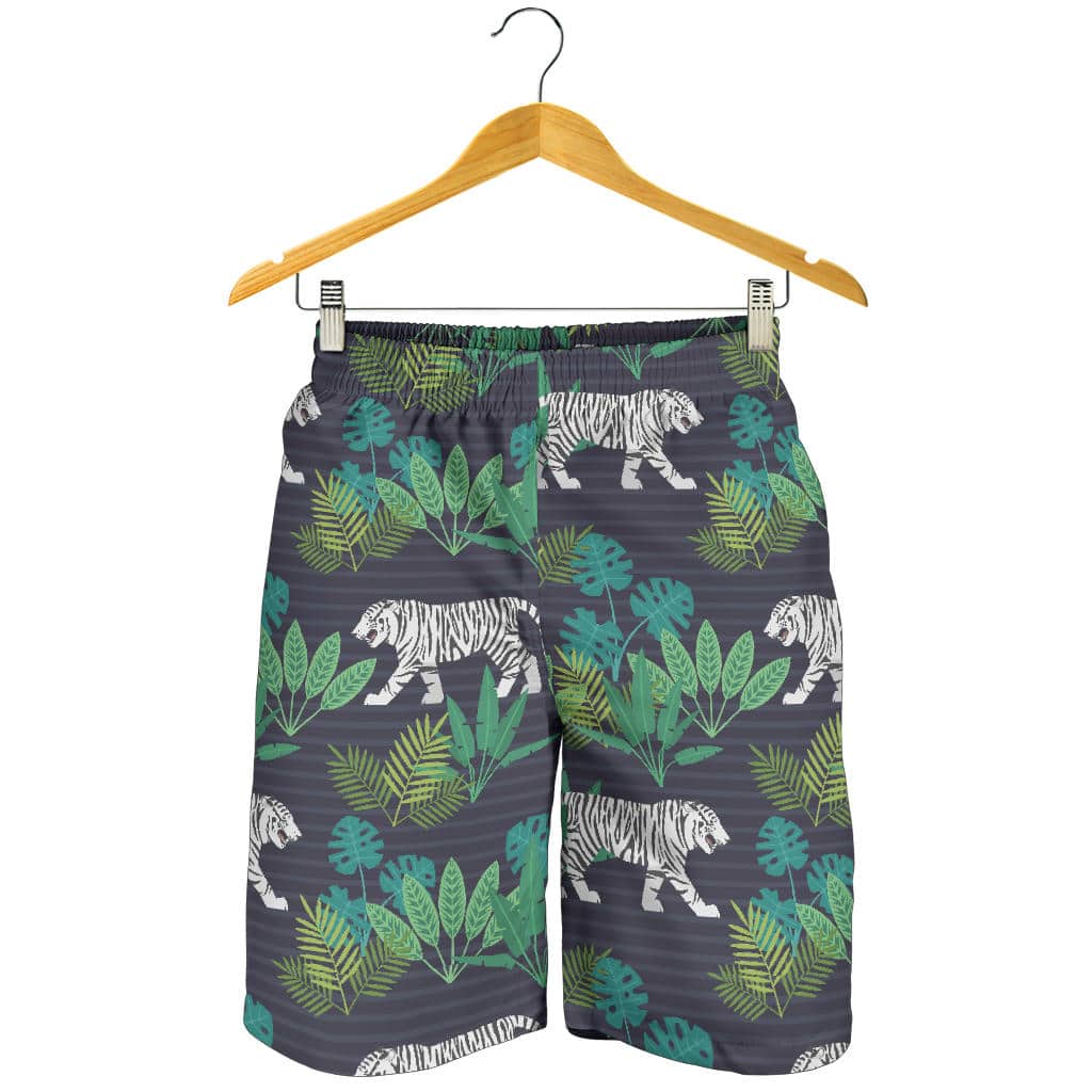 White Bengal Tigers Tropical Plant For Men Women Kid Shorts