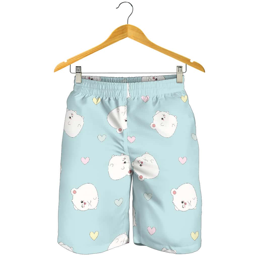 White Cute Hamsters Heart Pattern For Men Women Kid Shorts