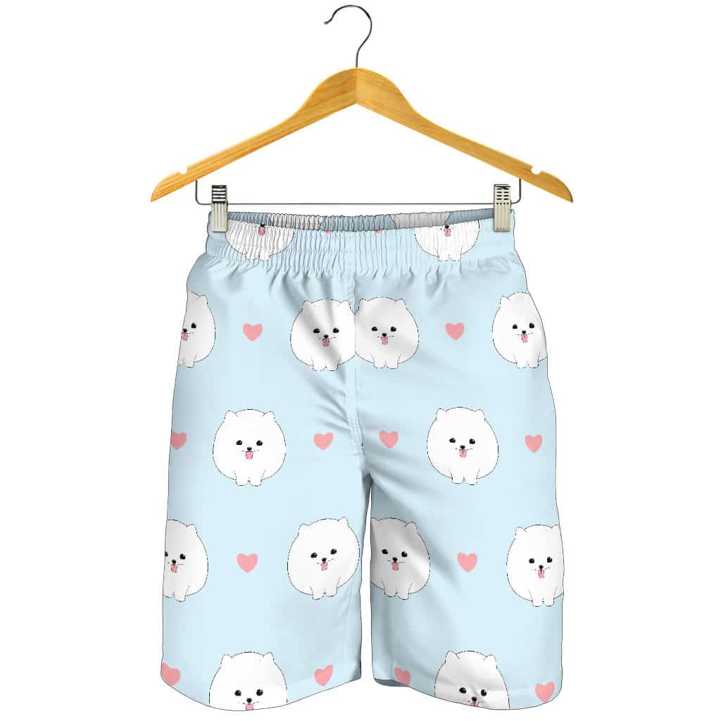 White Cute Pomeranian Pattern For Men Women Kid Shorts