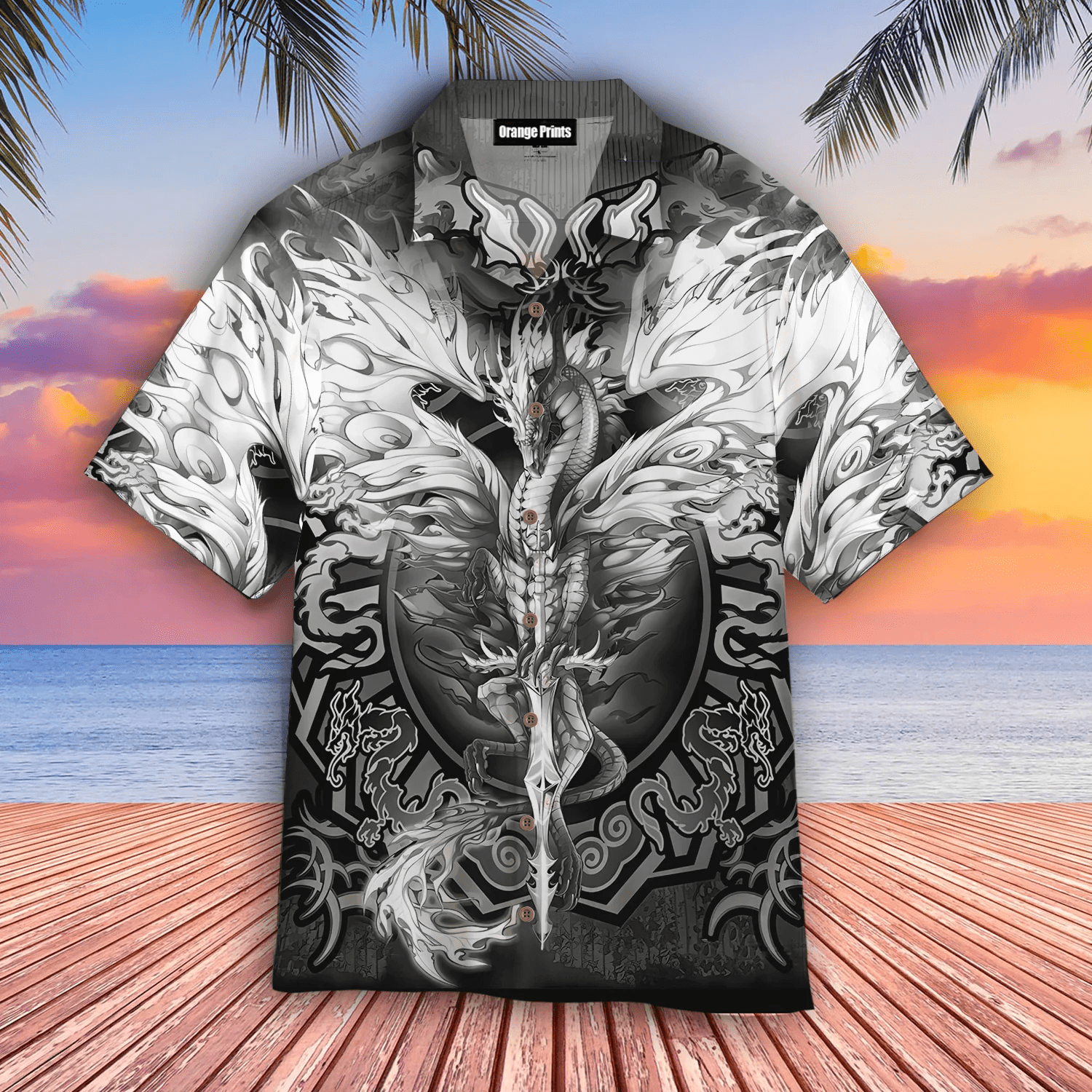 White Dragon Art Trendy Hawaiian Shirt For
