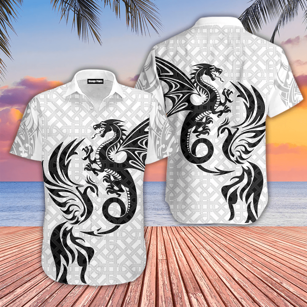 White Dragon Trendy Hawaiian Shirt For