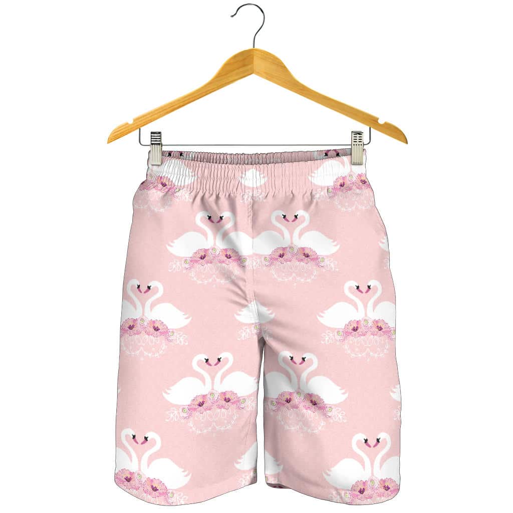 White Swan And Flower Love Pattern For Men Women Kid Shorts