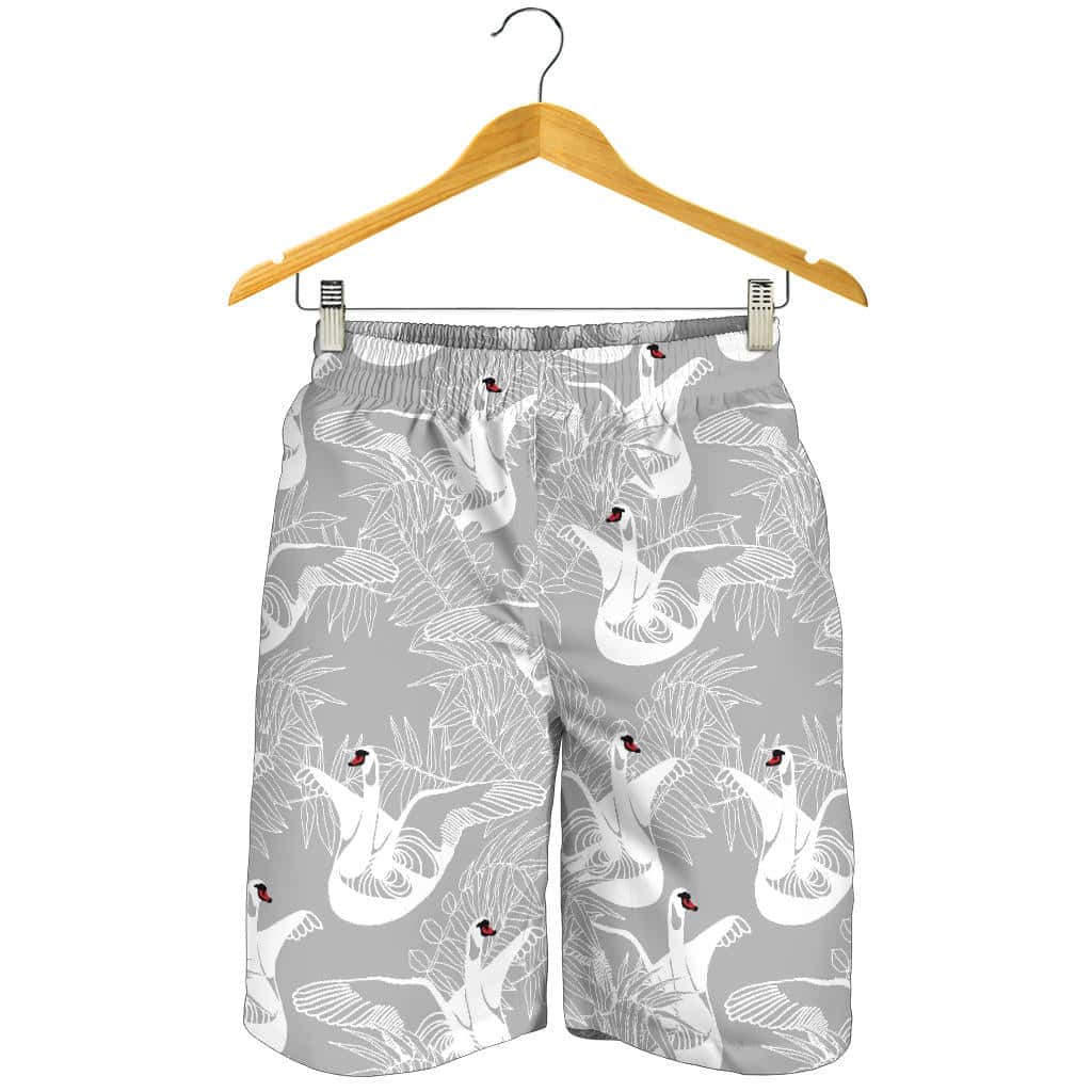 White Swan Gray Background For Men Women Kid Shorts