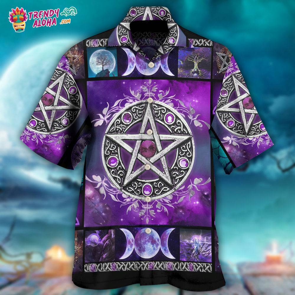 Wicca Witch Vibes Purple Pentagra Hawaiian Shirt – Trendy Aloha