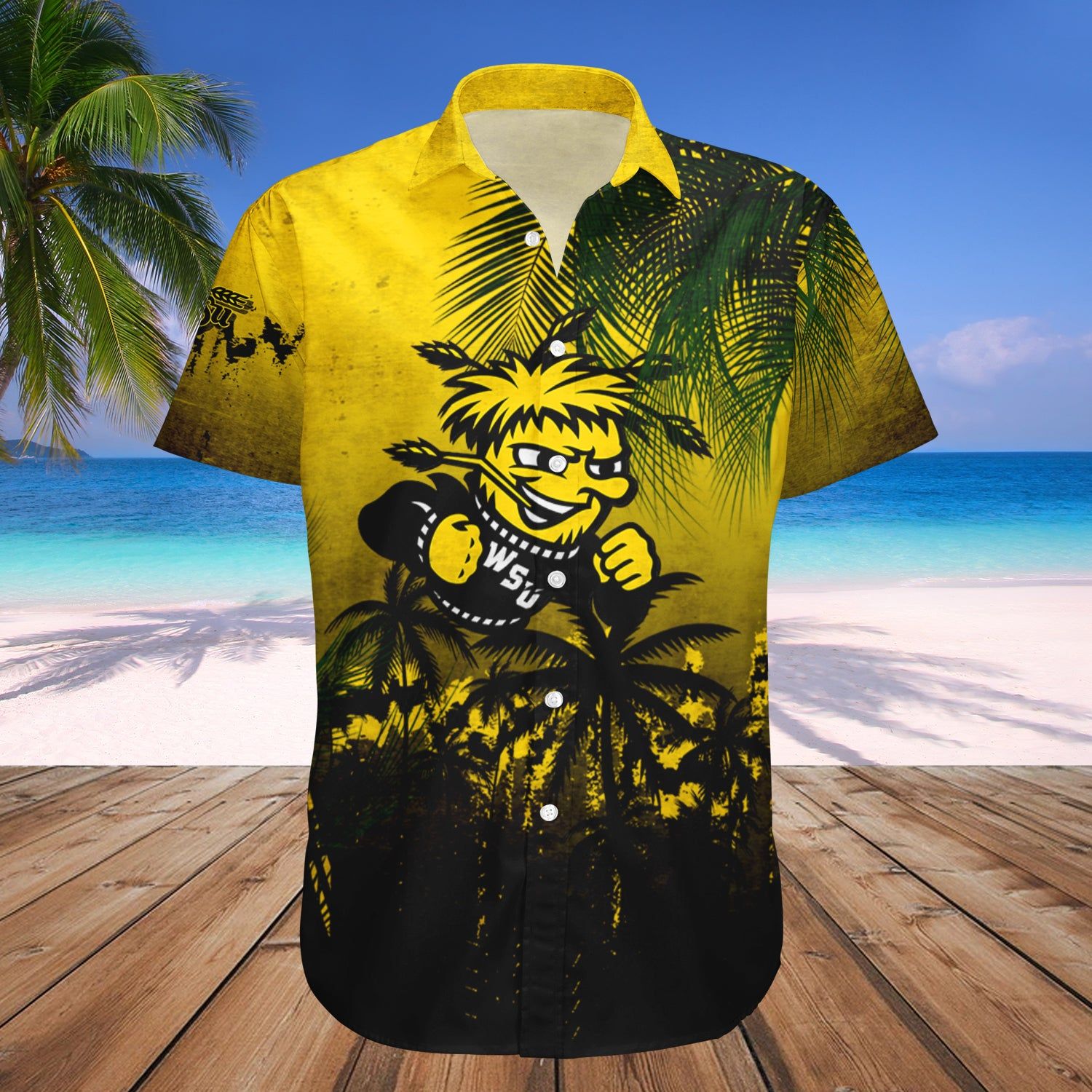 Wichita State Shockers Hawaii Shirt Coconut Tree Tropical Grunge – NCAA