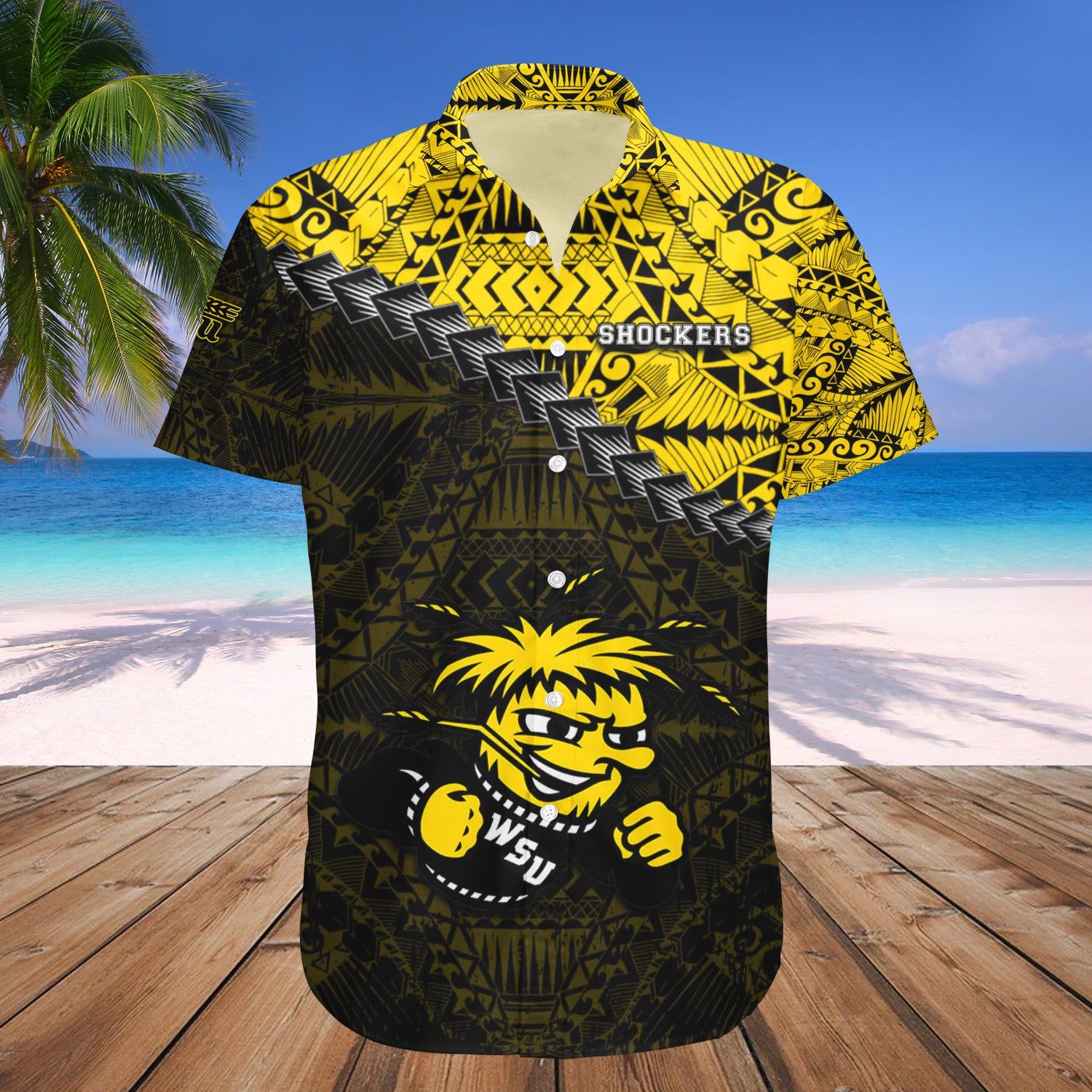 Wichita State Shockers Hawaii Shirt Grunge Polynesian Tattoo – NCAA