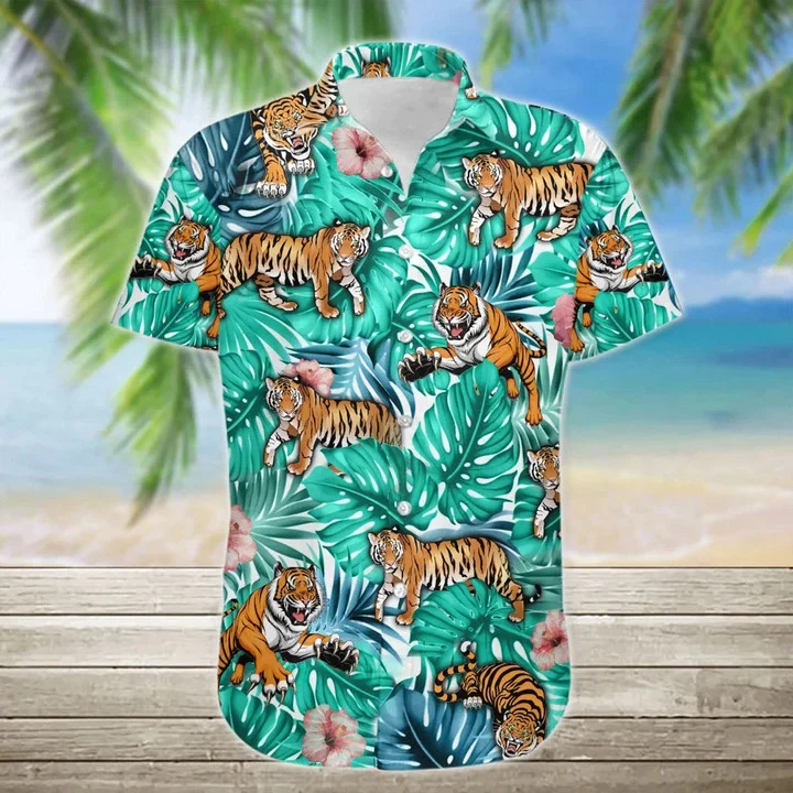 Wild Tiger Tropical Jungle Design Trendy Hawaiian Shirt