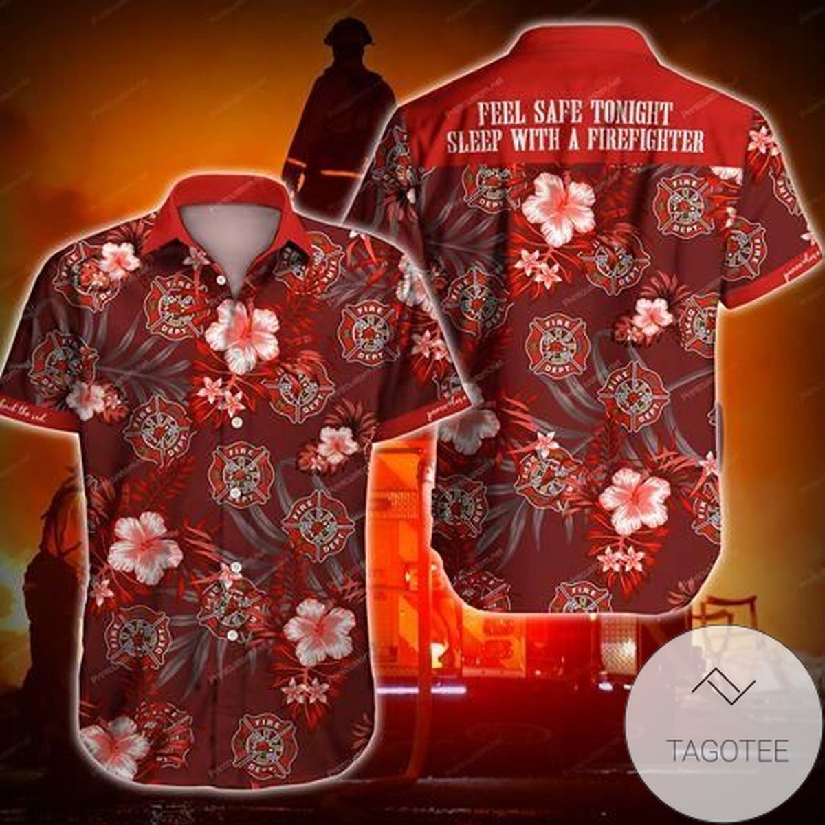 Will Safe Tonight Sleep WitFirefighter Red Hawaiian Shirts