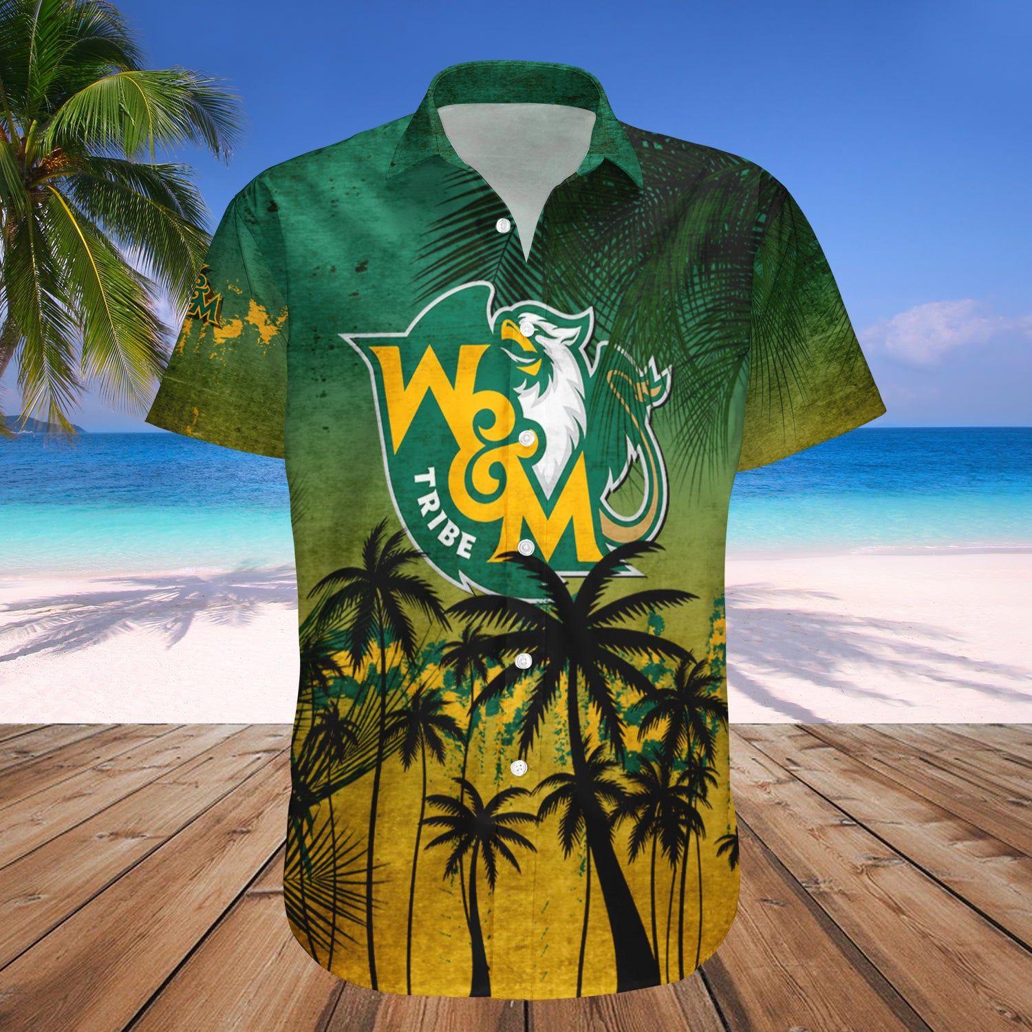 William And Mary Tribe Hawaii Shirt Coconut Tree Tropical Grunge – NCAA