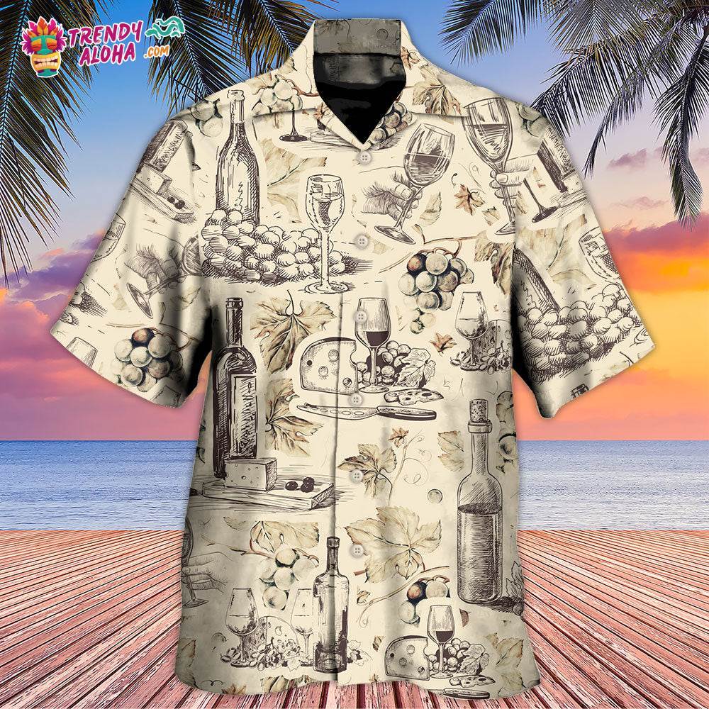Wine And Grape Retro Art Hawaiian Shirt – Trendy Aloha