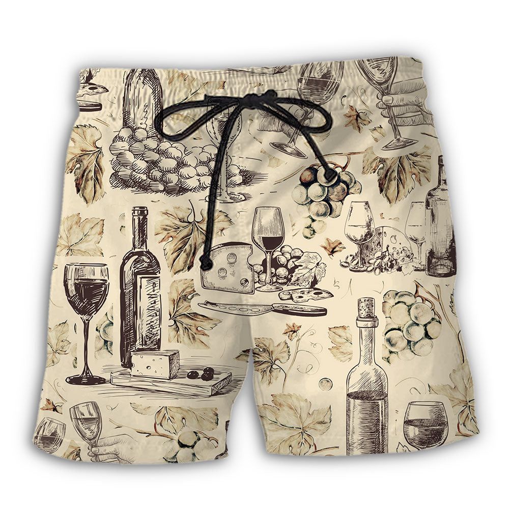Wine And Grape Retro Art Trendy Aloha Hawaiian Beach Shorts Wine And Grape Retro Art Trendy Aloha Hawaiian Beach Shorts
