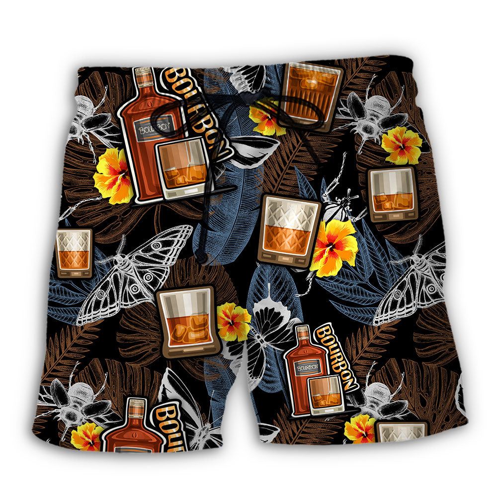 Wine Bourbon Drinking Butterflies Tropical Trendy Aloha Hawaiian Beach Shorts Wine Bourbon Drinking Butterflies Tropical Trendy Aloha Hawaiian Beach Shorts