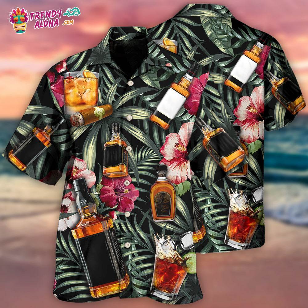 Wine Bourbon Tropical Leaf Hawaiian Shirt – Trendy Aloha