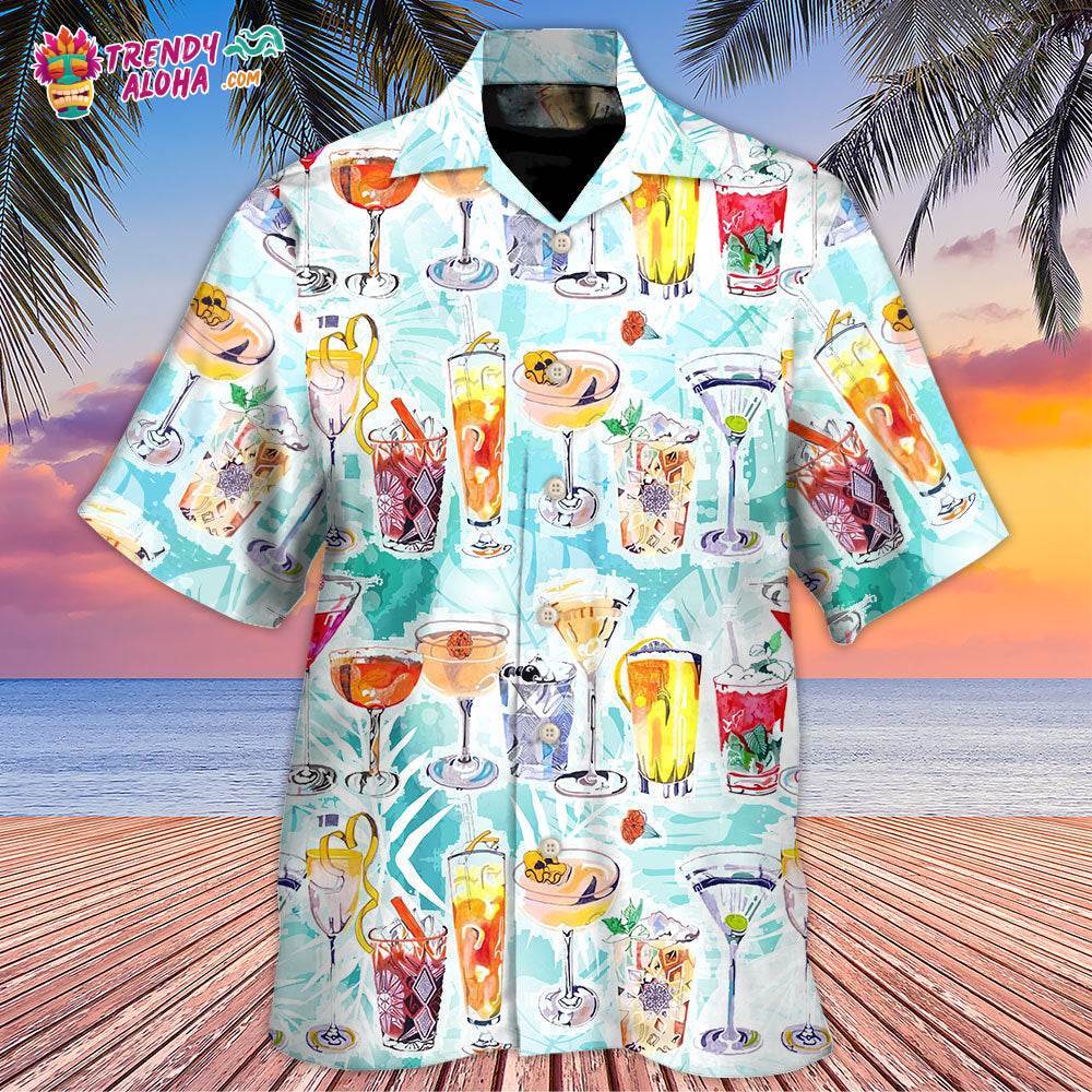 Wine Cocktail And Beach Tropical Hawaiian Shirt – Trendy Aloha