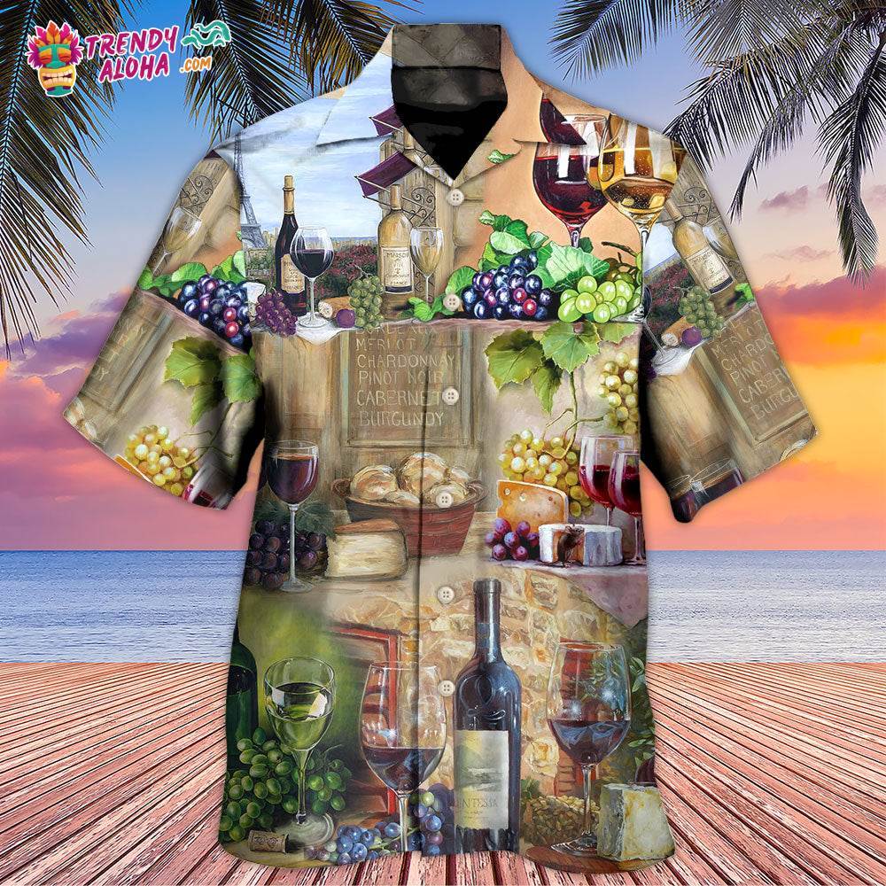 Wine Grape And Cheese Art Hawaiian Shirt – Trendy Aloha