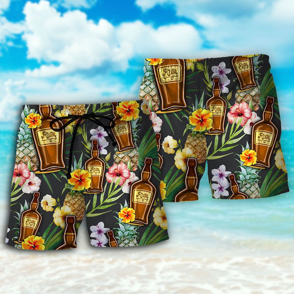 Wine Rum Drinking Tropical Art Trendy Aloha Hawaiian Beach Shorts