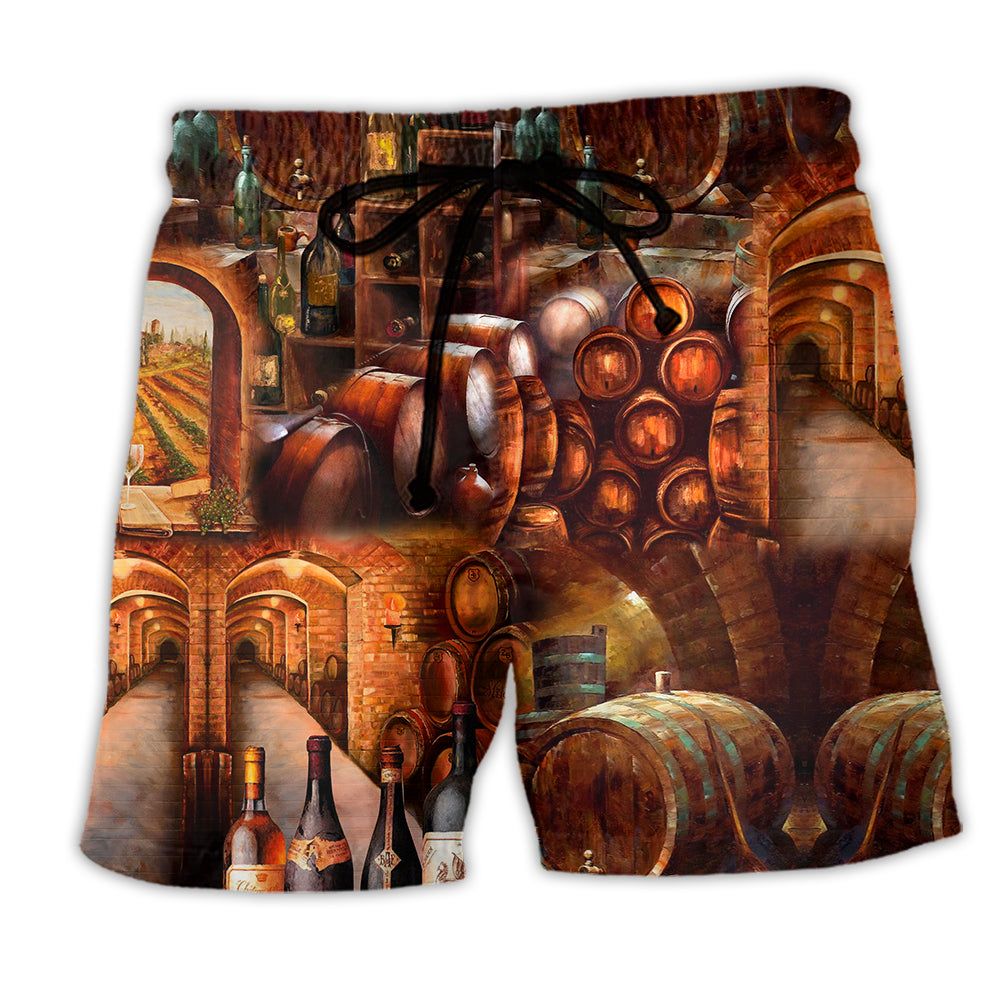 Wine Tasting Daily From The Cellar Vintage Trendy Aloha Hawaiian Beach Shorts Wine Tasting Daily From The Cellar Vintage Trendy Aloha Hawaiian Beach Shorts