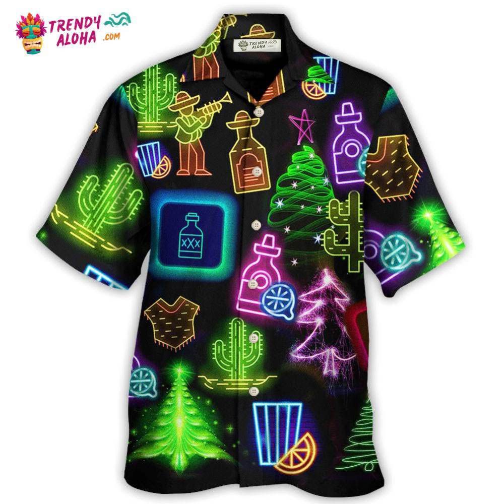 Wine Tequila Christmas Neon Art Drinking Hawaiian Shirt – Trendy Aloha Wine Tequila Christmas Neon Art Drinking Hawaiian Shirt – Trendy Aloha