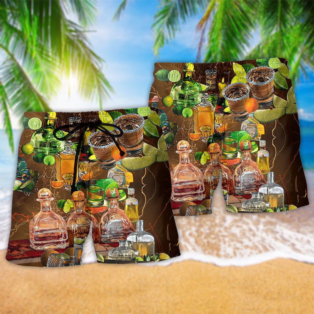 Wine When Life Gives You A Lemon Grab Tql & Salt Trendy Aloha Hawaiian Beach Shorts