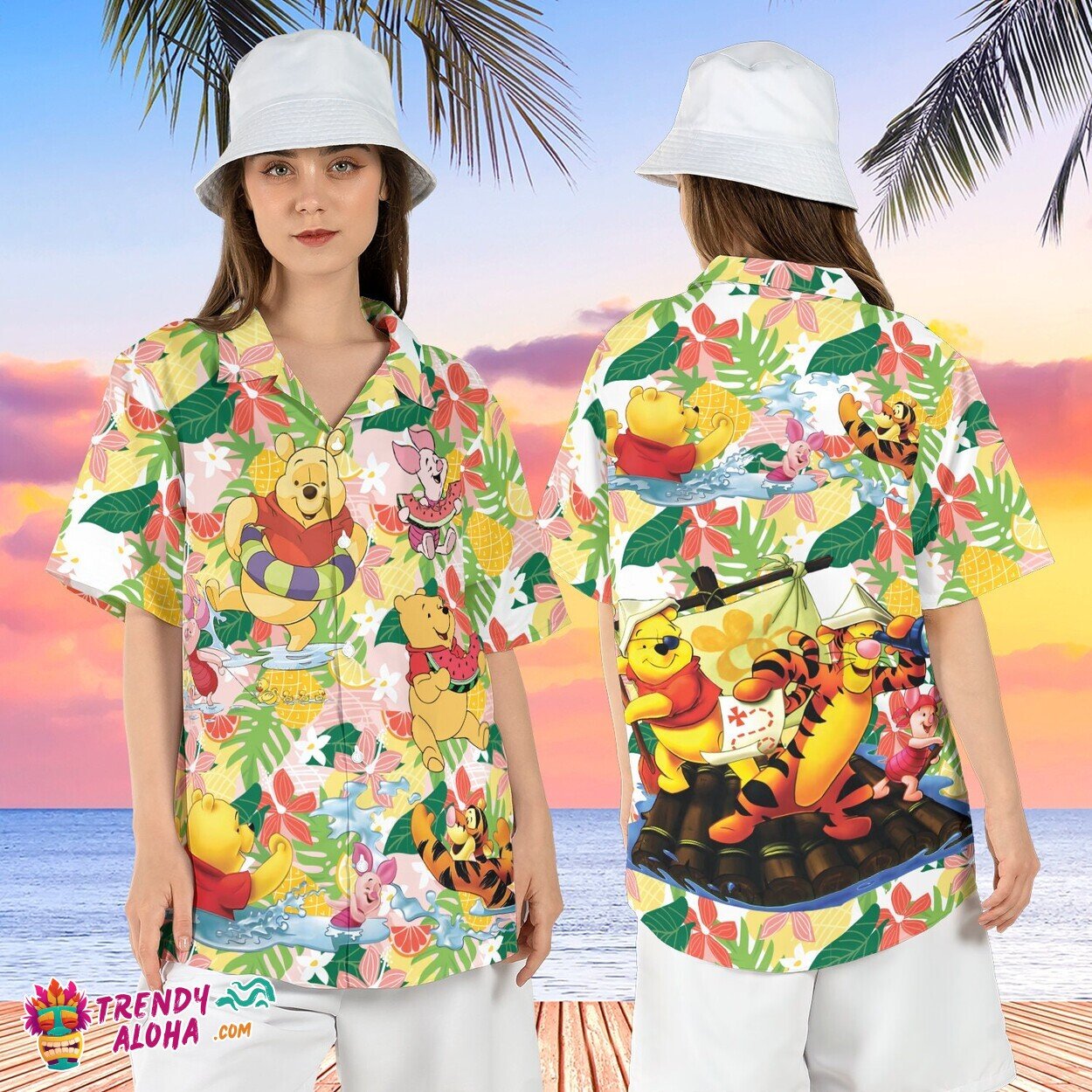 Winnie Pooh Pineapple Tropical Friends Disneyland Aloha Top