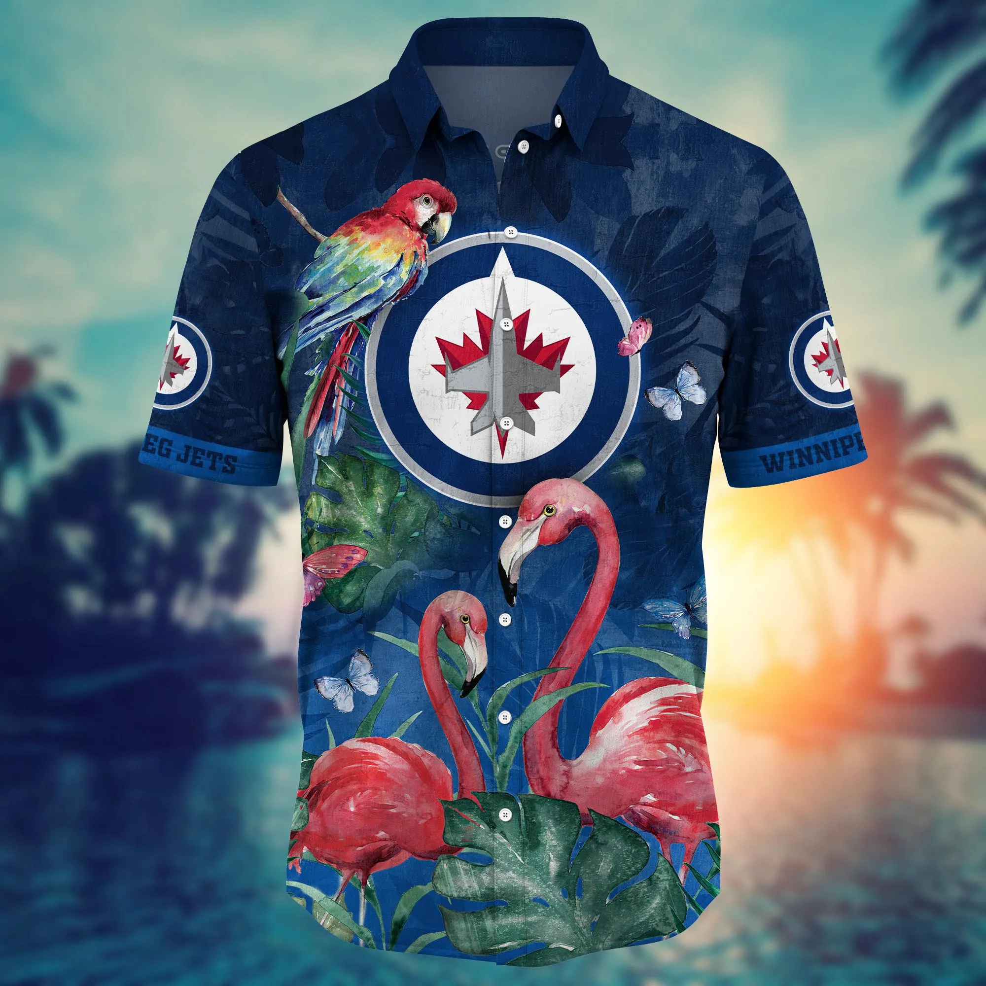 Winnipeg Jets NHL Hawaiian Shirt Camping Aloha Shirt