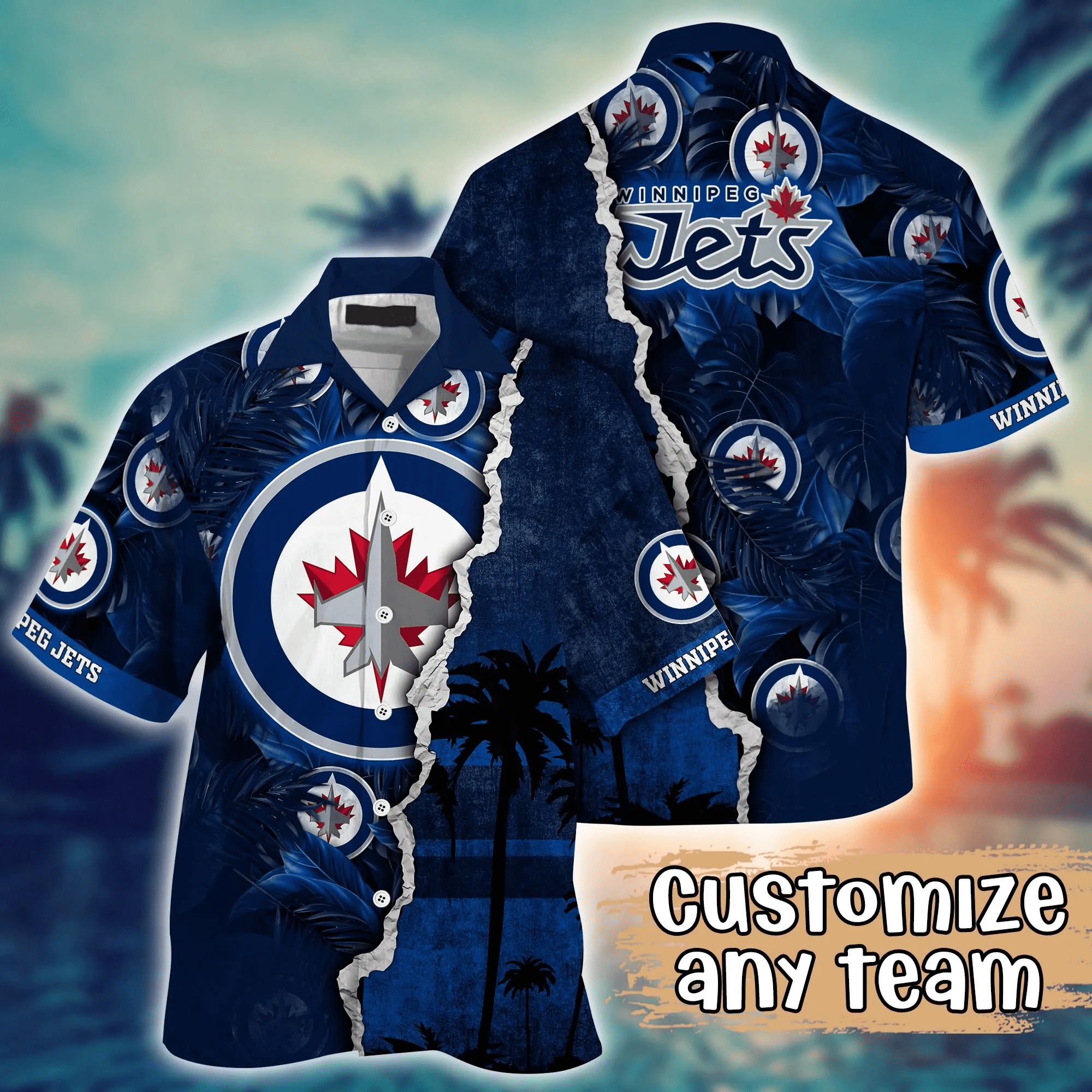 Winnipeg Jets NHL Hawaiian Shirt Custom Warmth Aloha Shirt
