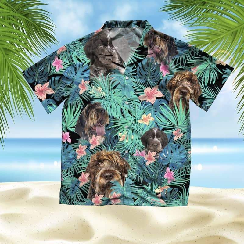 Wirehaired Griffon Dog Summer Leaves Hawaiian Shirt