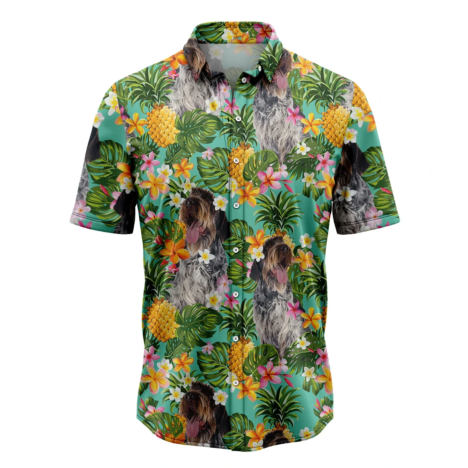 Wirehaired Pointing and Pineapple Summer Hawaiian Shirt