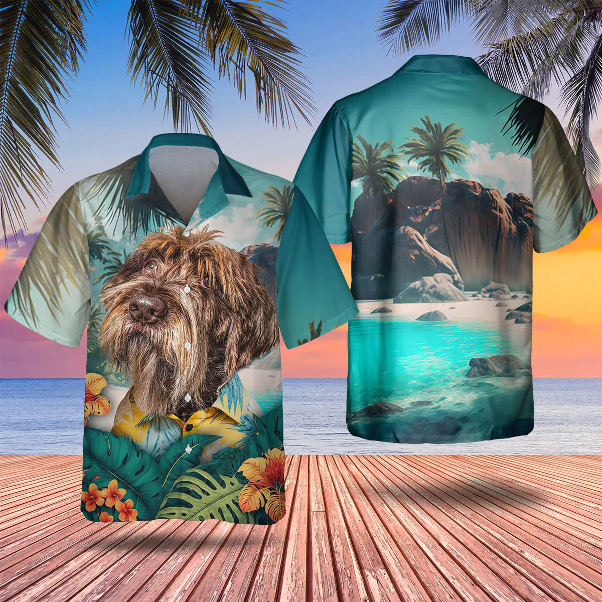 Wirehaired Pointing Griffon 3D Tropical Trendy Hawaiian Shirt, Dog Lover Trendy Hawaiian Shirt, Summer Gift For Men And Women Wirehaired Pointing Griffon 3D Tropical Trendy Hawaiian Shirt, Dog Lover Trendy Hawaiian Shirt, Summer Gift For Men And Women