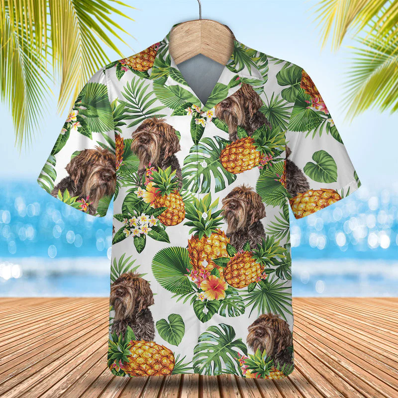 Wirehaired Pointing Griffon Tropical Pattern Trendy Hawaiian Shirt, Dog Lover Trendy Hawaiian Shirt, Summer Gift For Men And Women Wirehaired Pointing Griffon Tropical Pattern Trendy Hawaiian Shirt, Dog Lover Trendy Hawaiian Shirt, Summer Gift For Men And Women