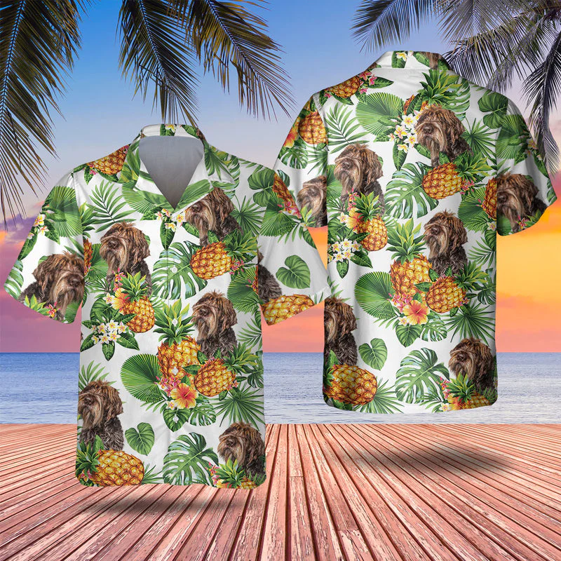 Wirehaired Pointing Griffon Tropical Pattern Trendy Hawaiian Shirt, Dog Lover Trendy Hawaiian Shirt, Summer Gift For Men And Women
