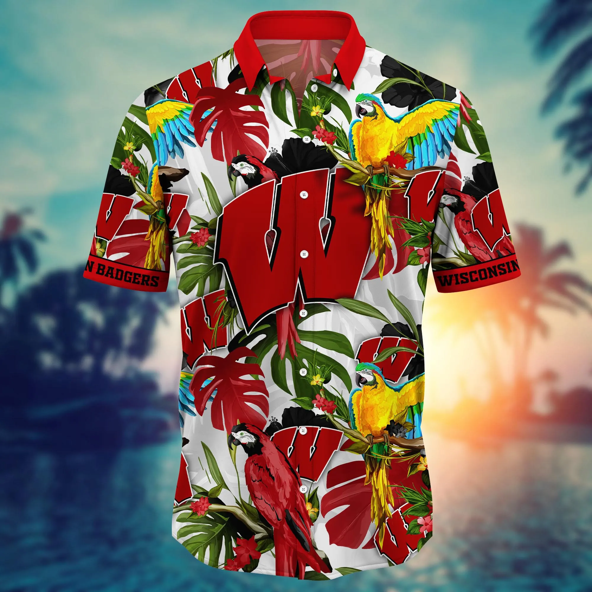 Wisconsin Badgers NCAA Hawaii Shirt Fans Mosquito Bite Derby Sportswear