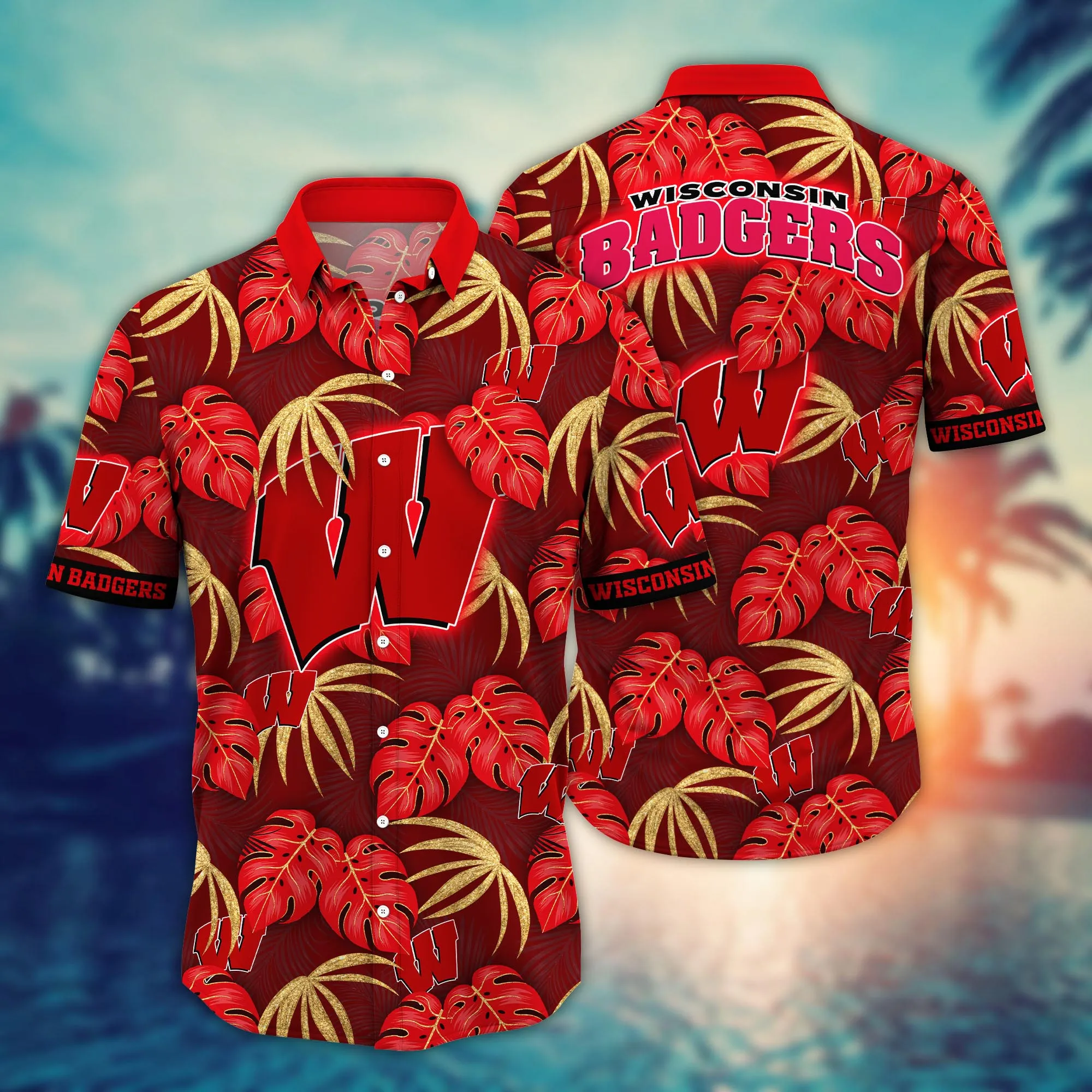 Wisconsin Badgers NCAA Hawaiian Shirt Balmy Days Aloha Shirt Wisconsin Badgers NCAA Hawaiian Shirt Balmy Days Aloha Shirt