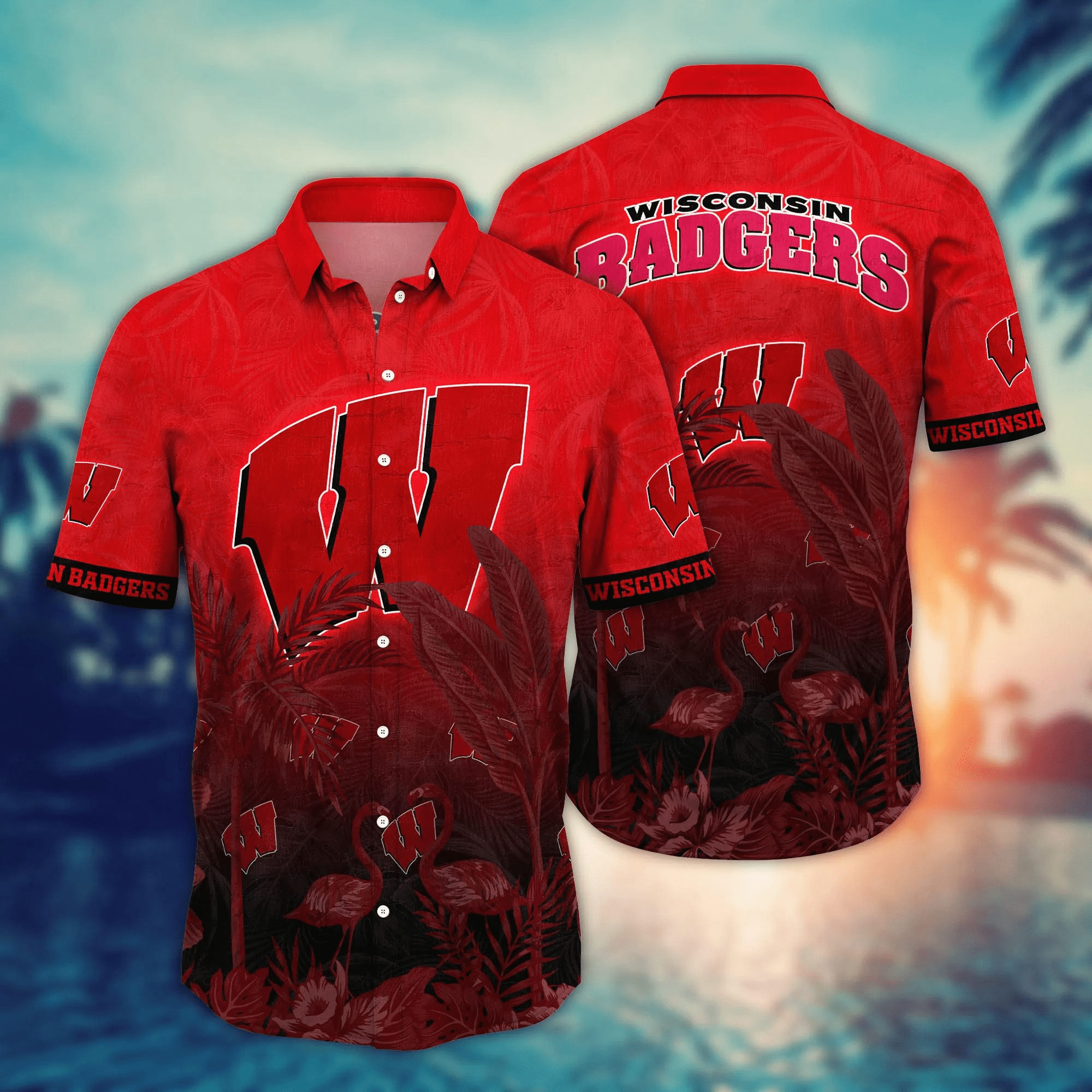 Wisconsin Badgers NCAA Hawaiian Shirt Beer Gardenstime Aloha Shirt