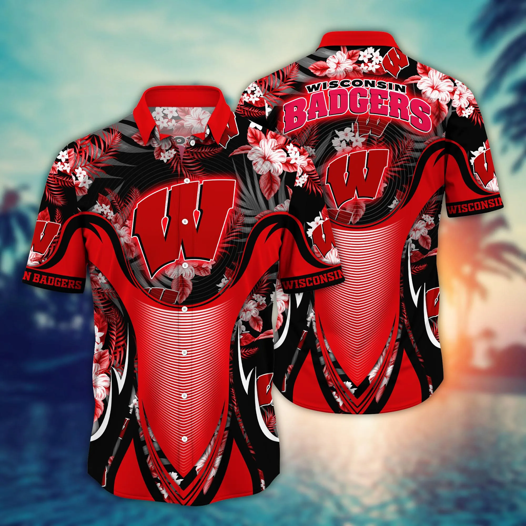 Wisconsin Badgers NCAA Hawaiian Shirt Break Aloha Shirt Wisconsin Badgers NCAA Hawaiian Shirt Break Aloha Shirt