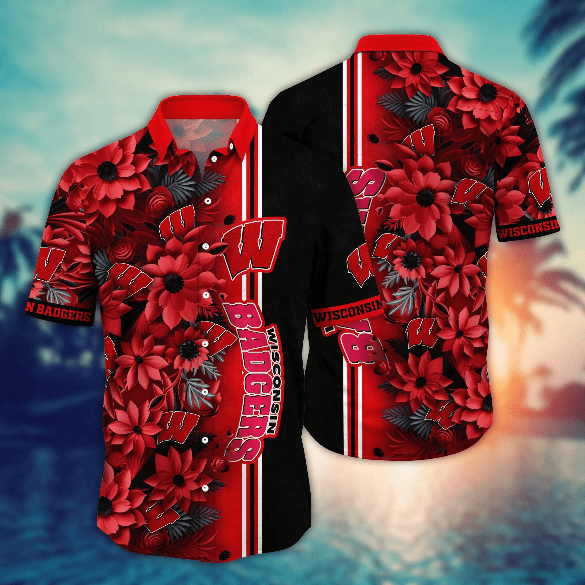 Wisconsin Badgers NCAA Hawaiian Shirt Custom Summer Camps Aloha Shirt Wisconsin Badgers NCAA Hawaiian Shirt Custom Summer Camps Aloha Shirt