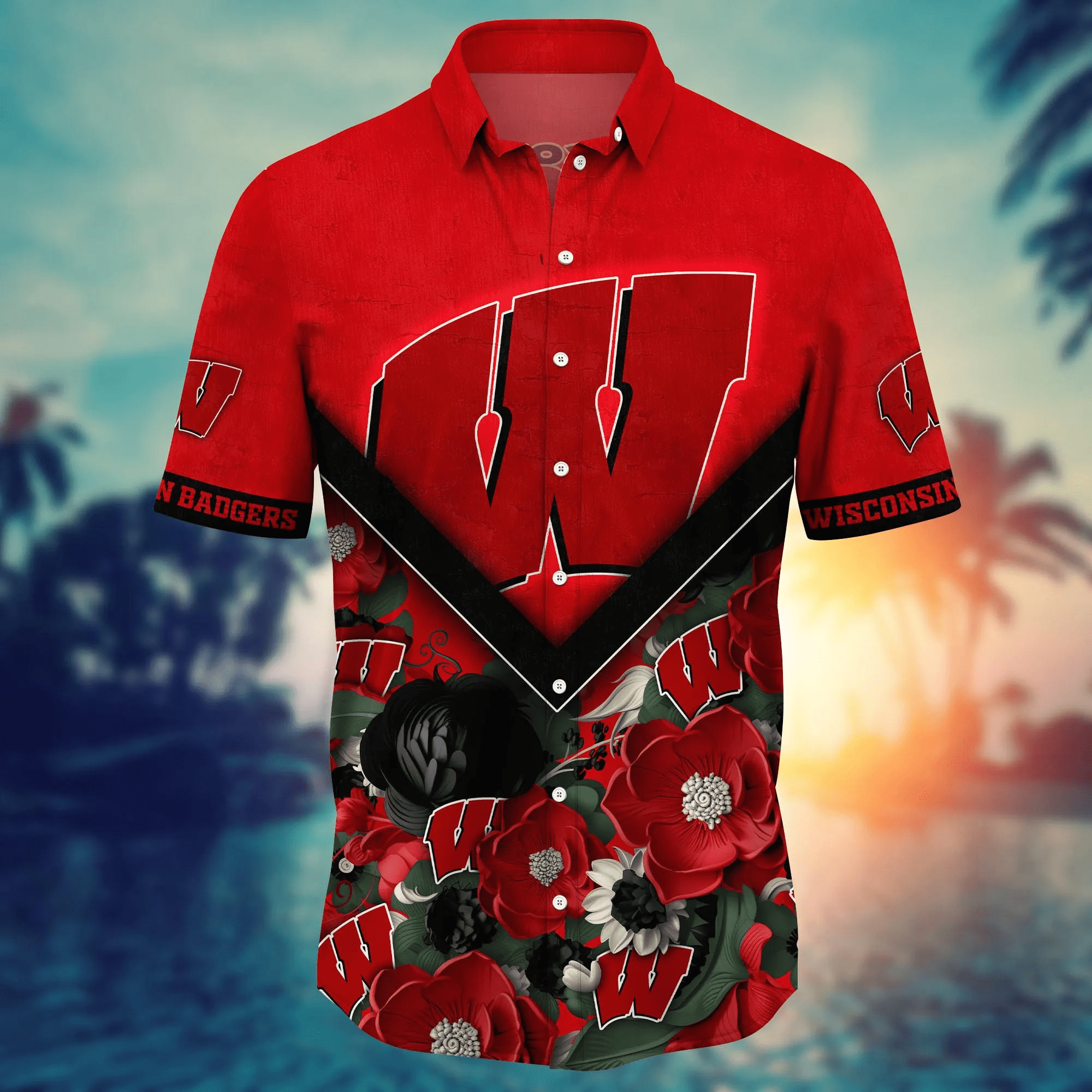 Wisconsin Badgers NCAA Hawaiian Shirt Custom Sunbathe Aloha Shirt