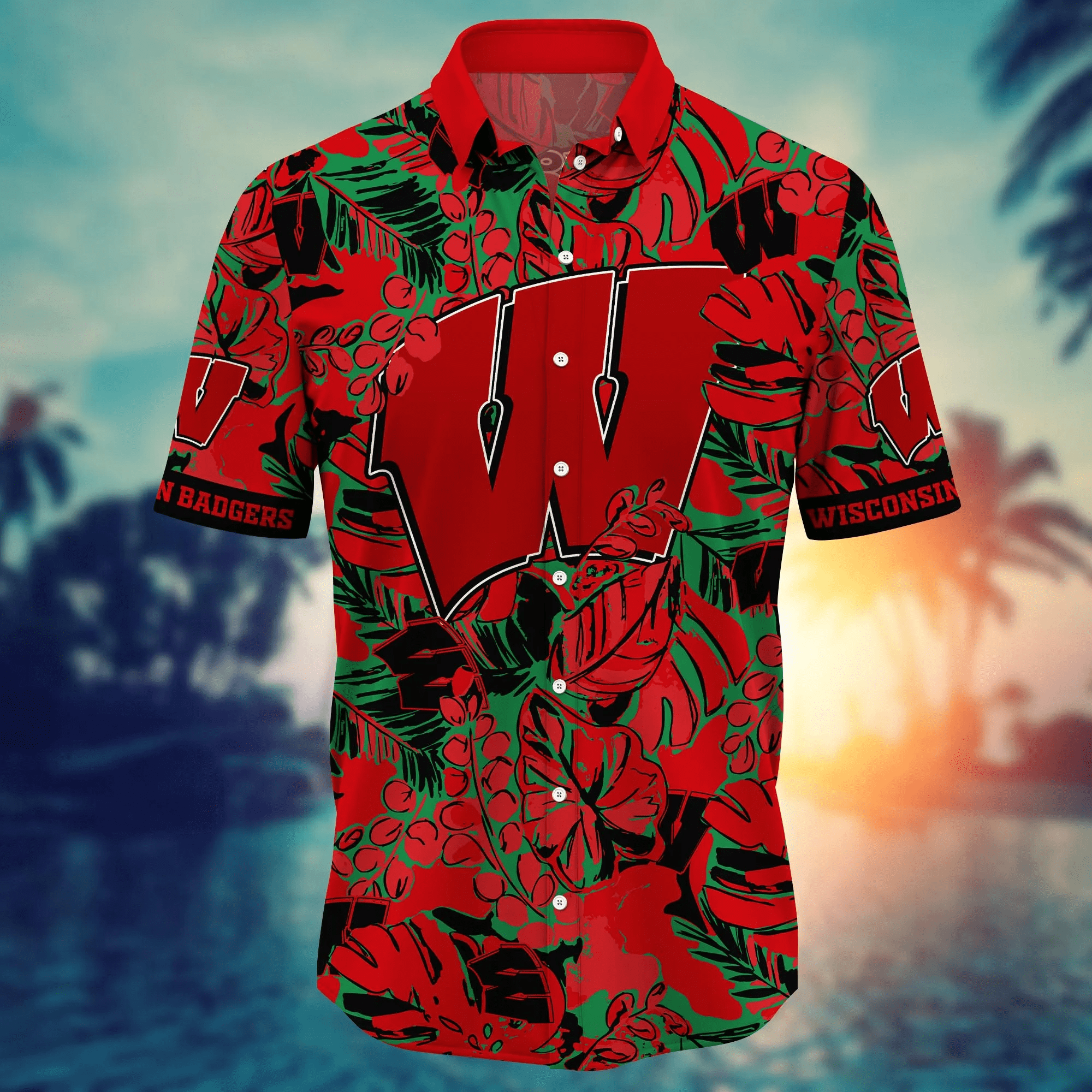Wisconsin Badgers NCAA Hawaiian Shirt Flip Flops Aloha Shirt
