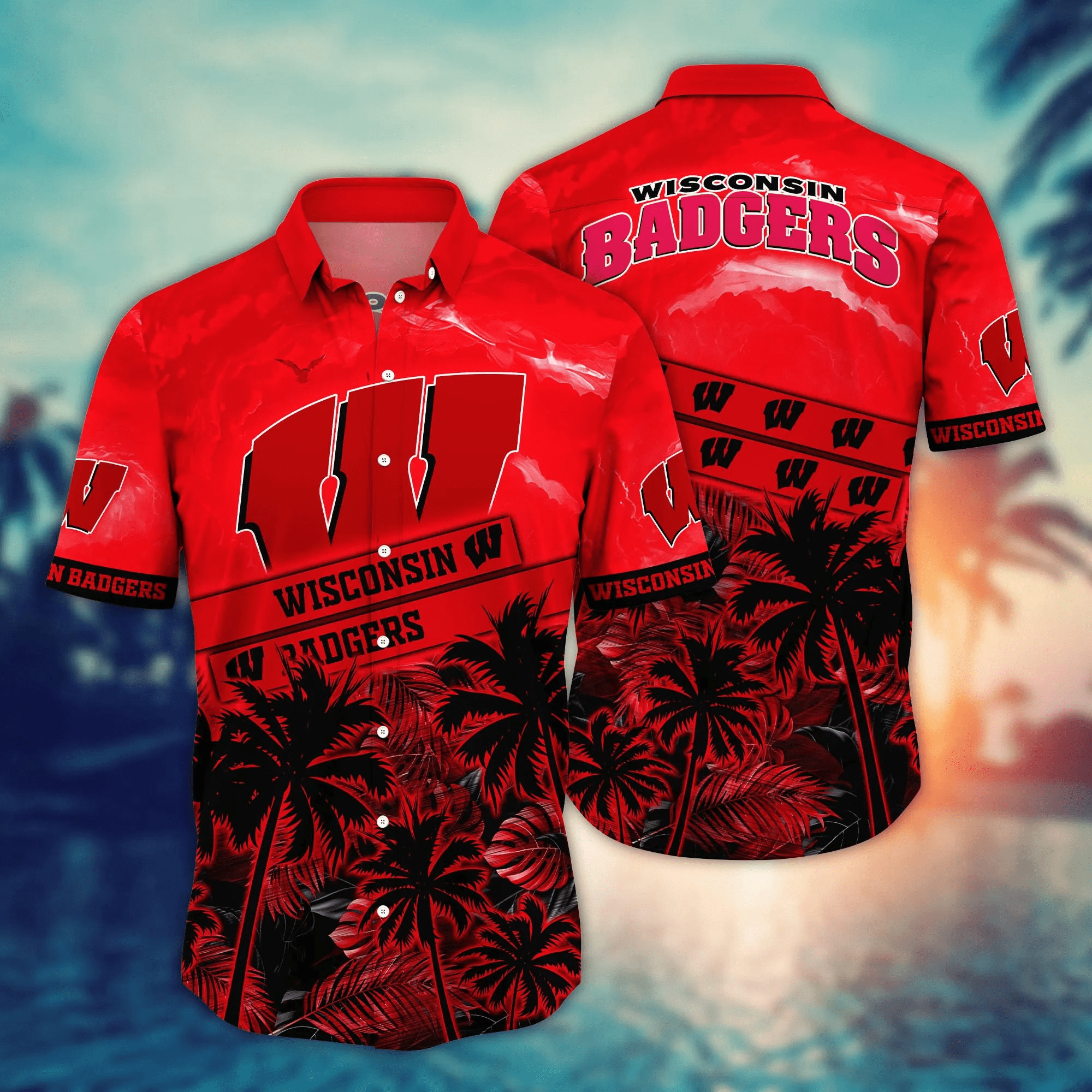 Wisconsin Badgers NCAA Hawaiian Shirt Heatwave Aloha Shirt Wisconsin Badgers NCAA Hawaiian Shirt Heatwave Aloha Shirt
