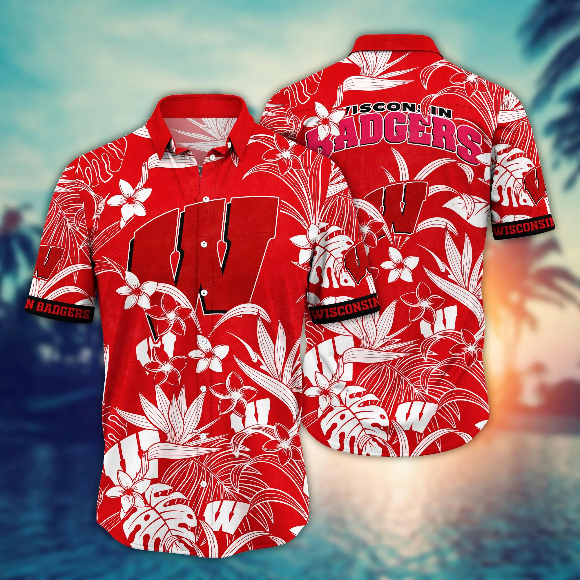Wisconsin Badgers NCAA Hawaiian Shirt Picnicstime Aloha Shirt Wisconsin Badgers NCAA Hawaiian Shirt Picnicstime Aloha Shirt